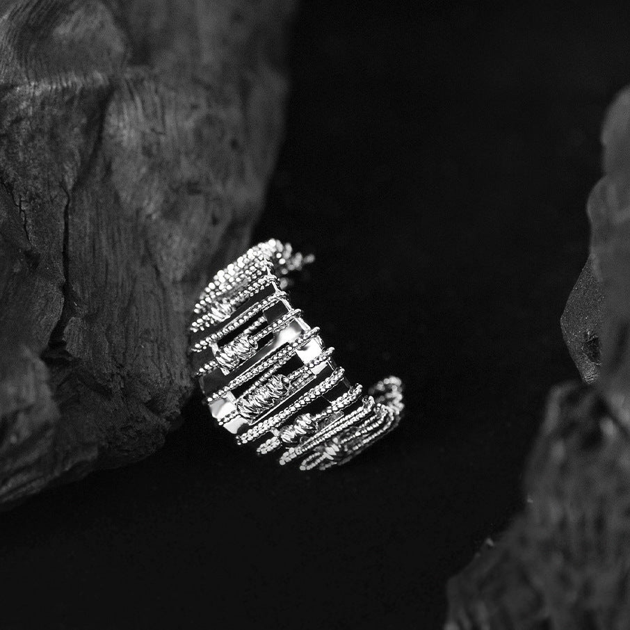 Openwork, beaded, adjustable ring