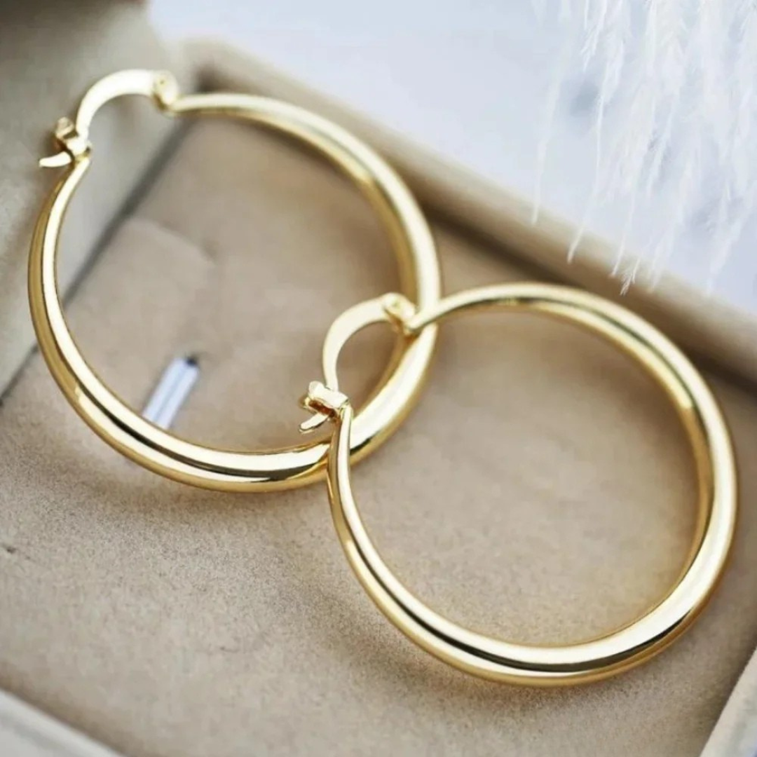 Lustrous Loop Large Gold-Tone Earrings