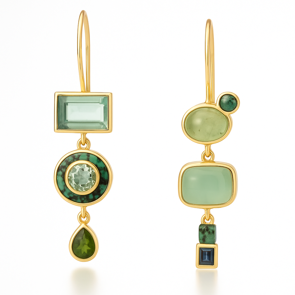 Retro green dangle earrings