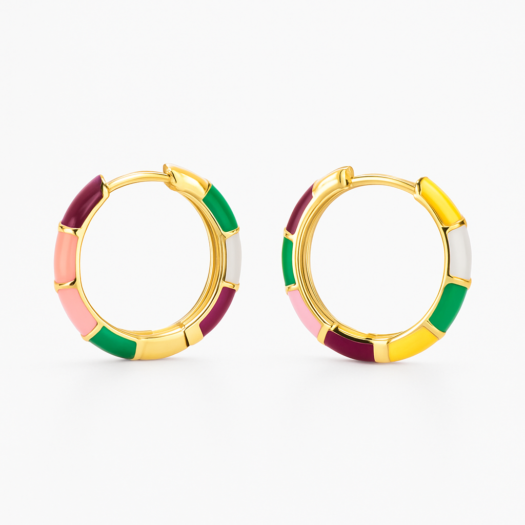 Chic gold enamel earrings