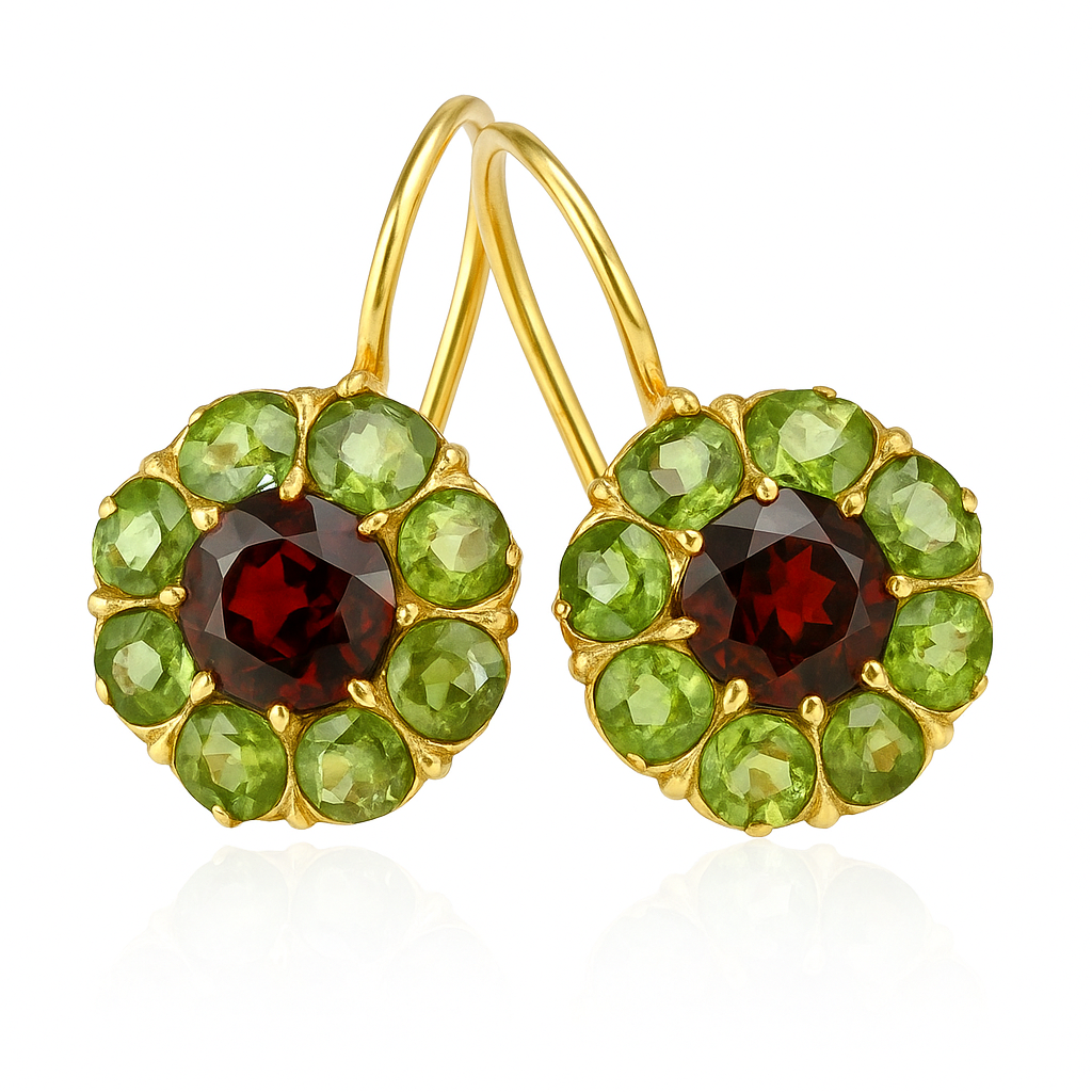 Retro green and red crystal earrings