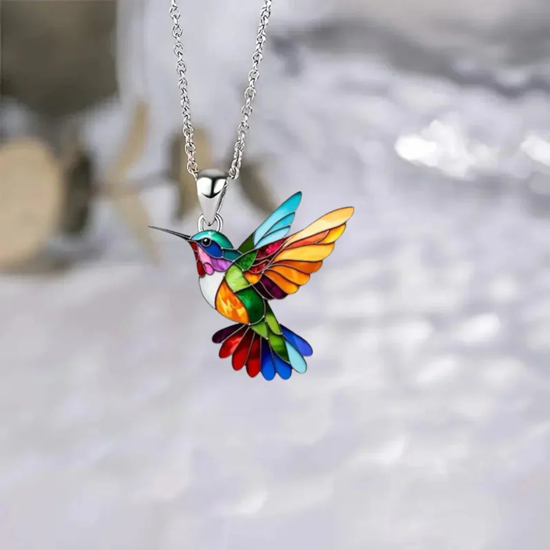 Wings of Grace Hummingbird Charm Necklace