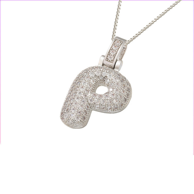 Pave Bubble Initial Necklace