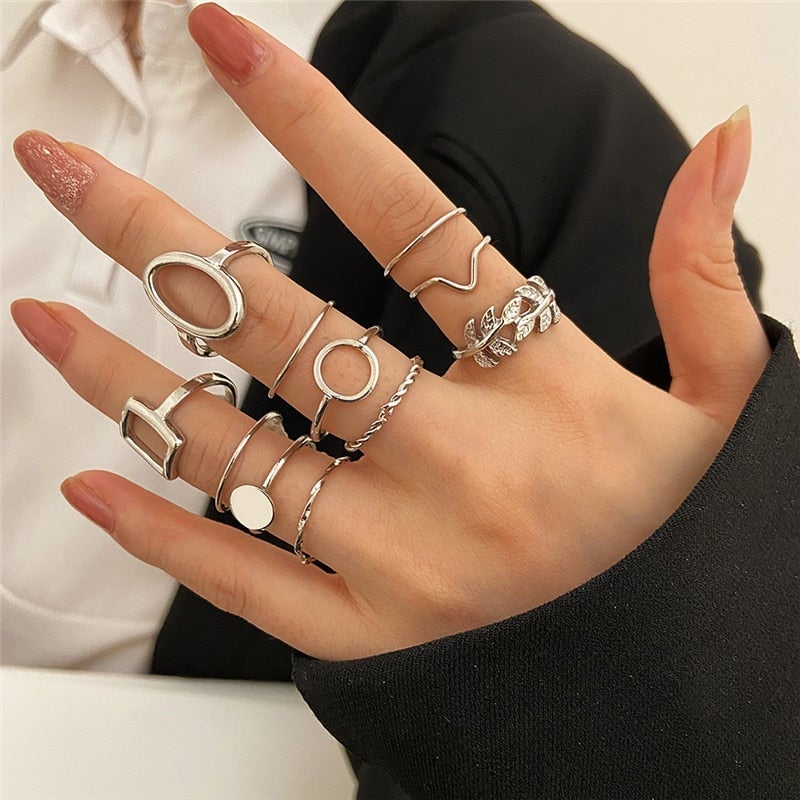 11-Piece Vintage Silver Ring Set — Timeless & Versatile