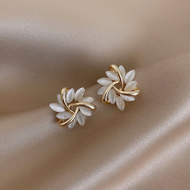 Gold Opal Earrings