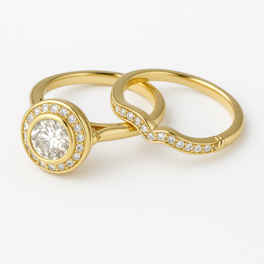 Retro Gold & Gemstone Ring Set