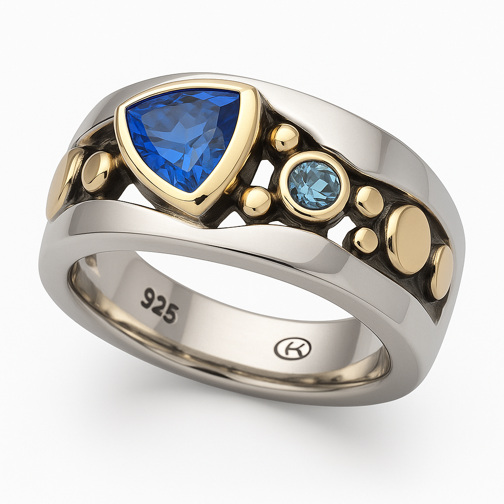 Sapphire Glow Classic Vintage Crystal Ring