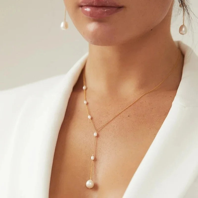 Grace Drop Elegant Hanging Pearl Necklace
