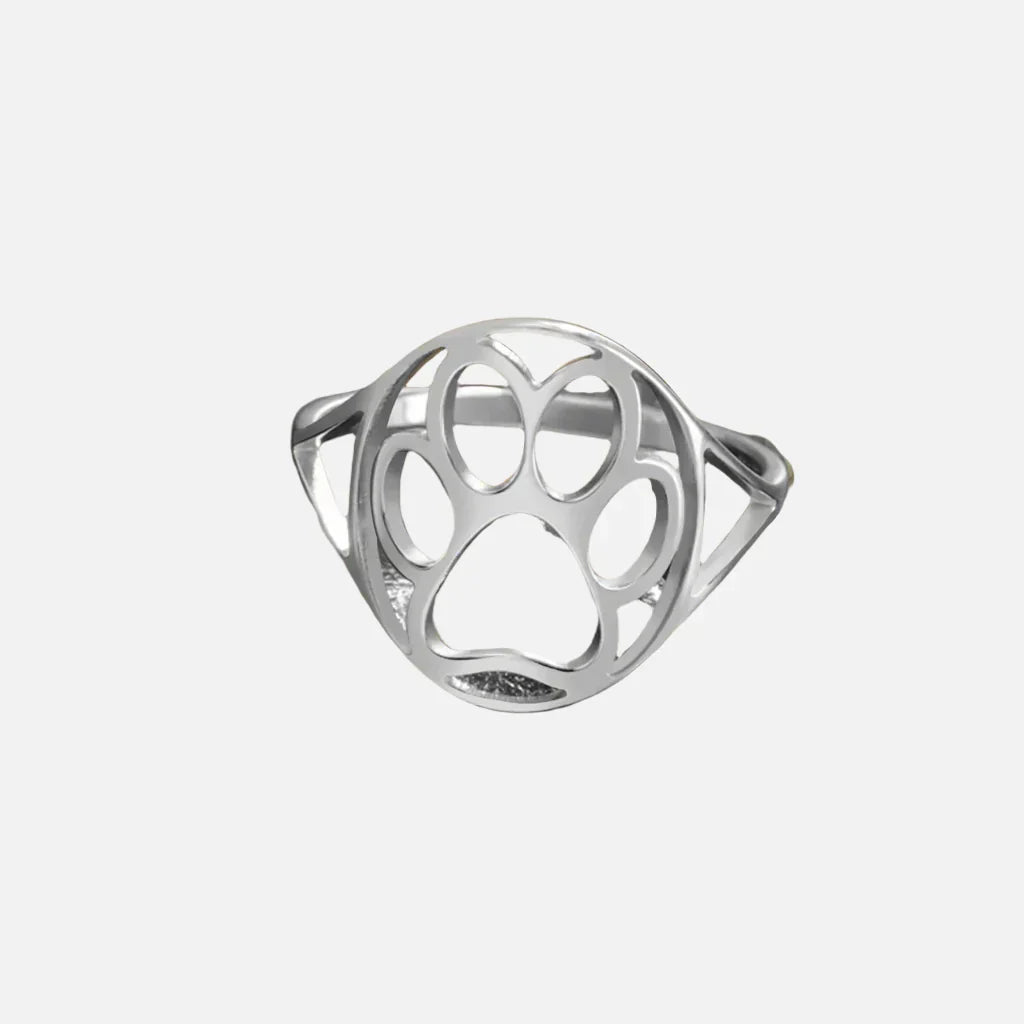 PAWLA - Open Gold and Silver Ring with Paw Motif