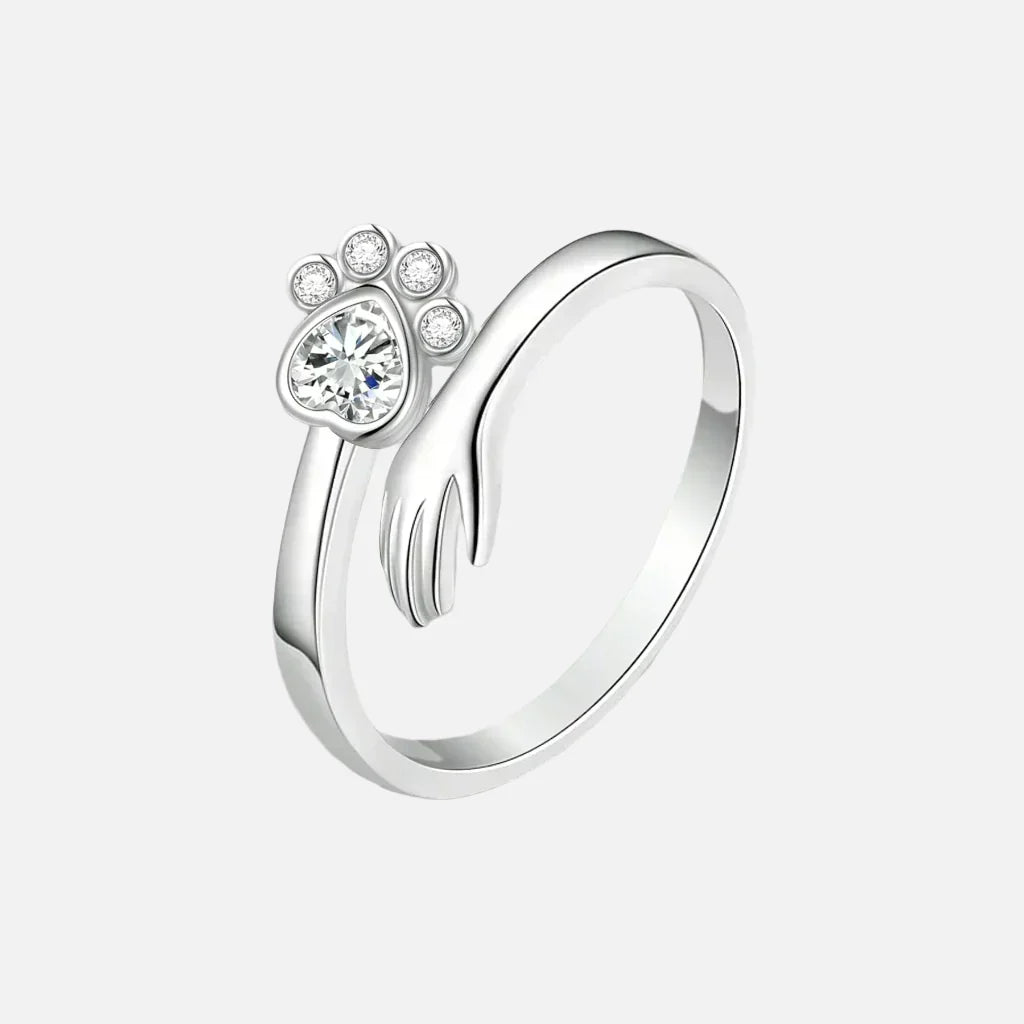 MARA - Adjustable Ring in 925 Silver with Hand and Paw Motif