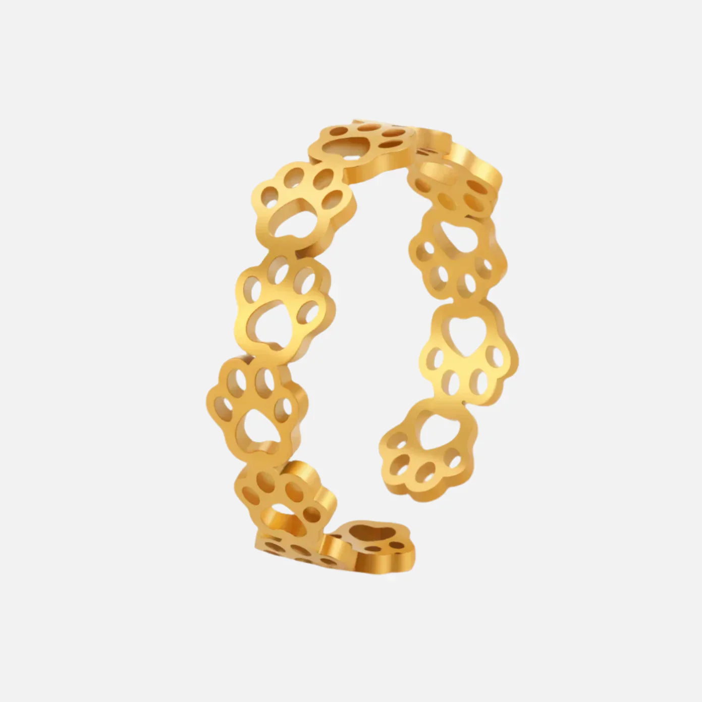 OVA - Adjustable Paw Print Ring in Silver and Gold