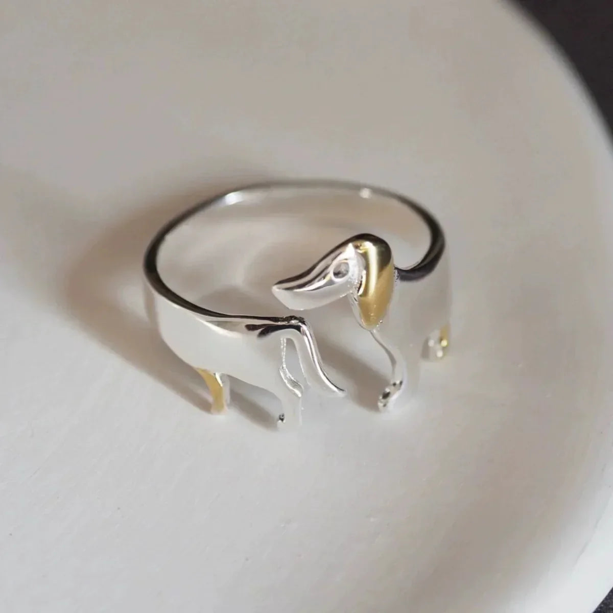 REYA - Adjustable Dachshund Ring in 925 Silver