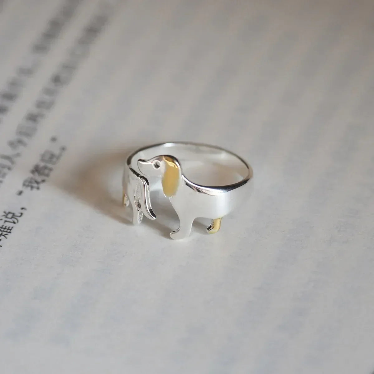 REYA - Adjustable Dachshund Ring in 925 Silver
