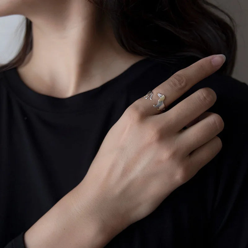 REYA - Adjustable Dachshund Ring in 925 Silver