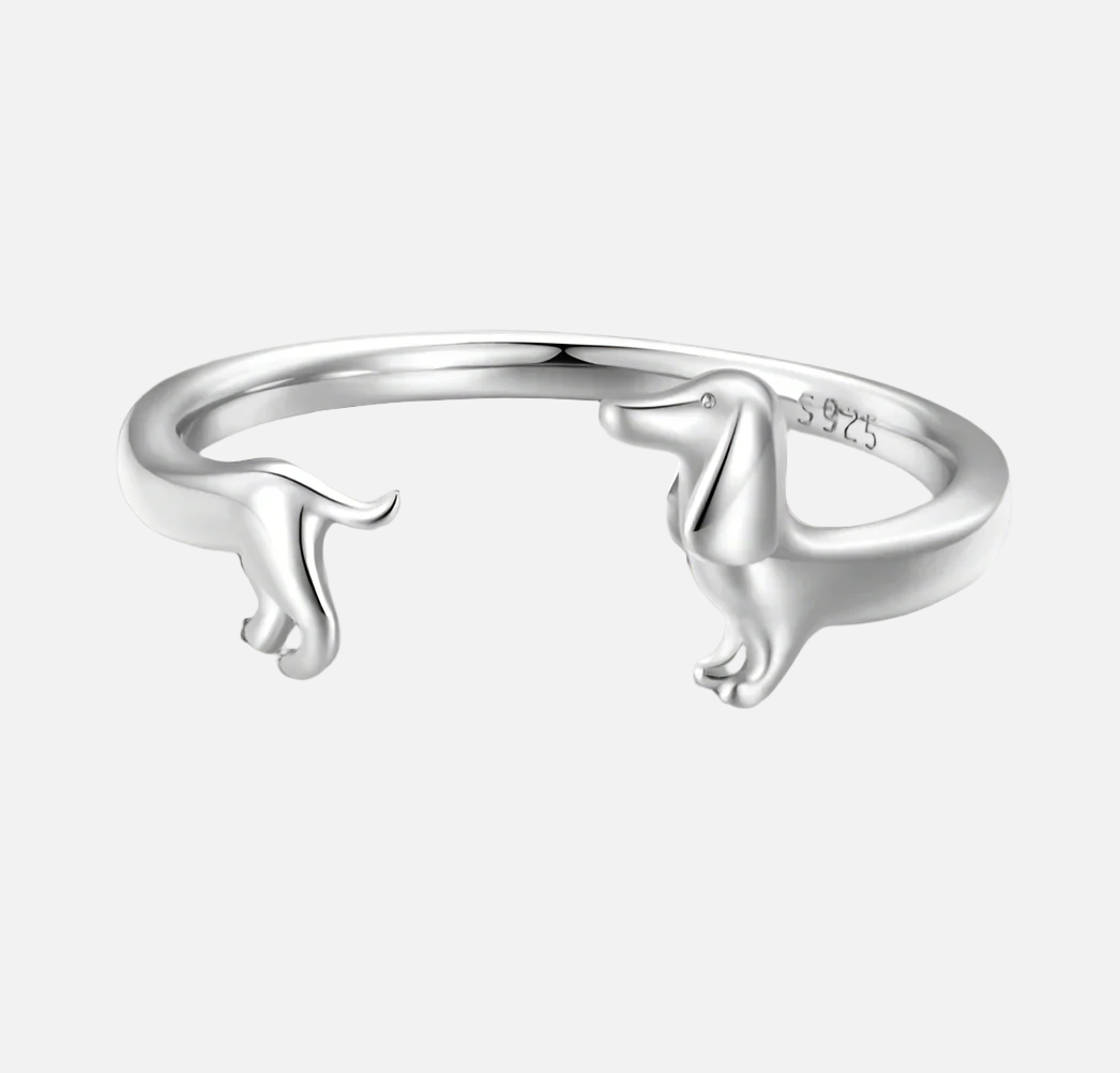 PEPI - Adjustable Silver and Gold Dachshund Ring in Wrap