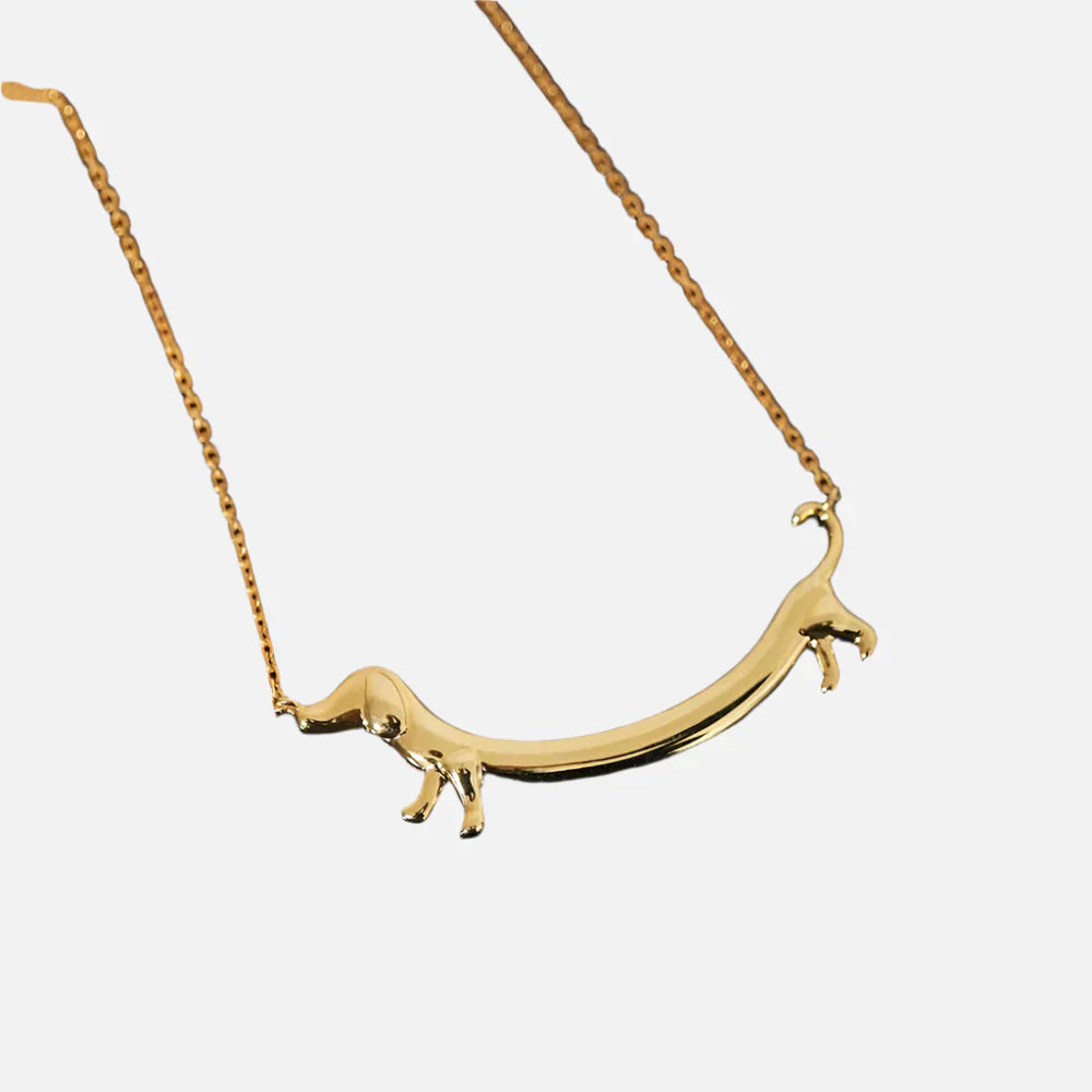 LILOU - Dachshund Necklace in Silver and Gold