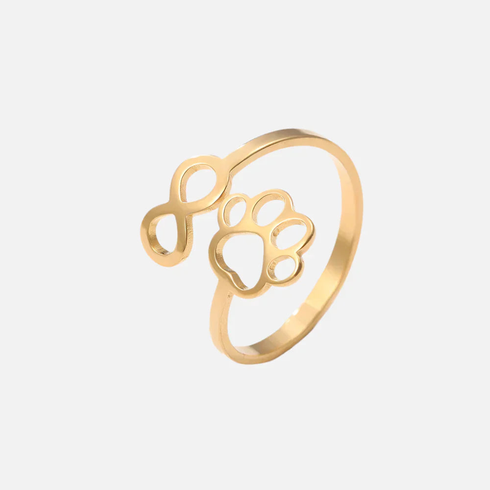 AYLA - Adjustable Infinity Paw Ring in Silver and Gold
