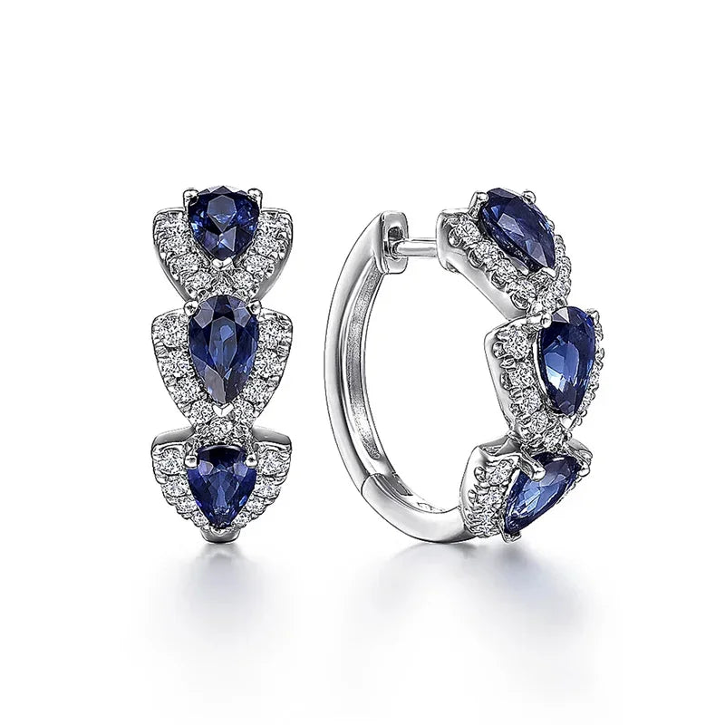 Royal Sapphire Coat of Arms Earrings | White Gold