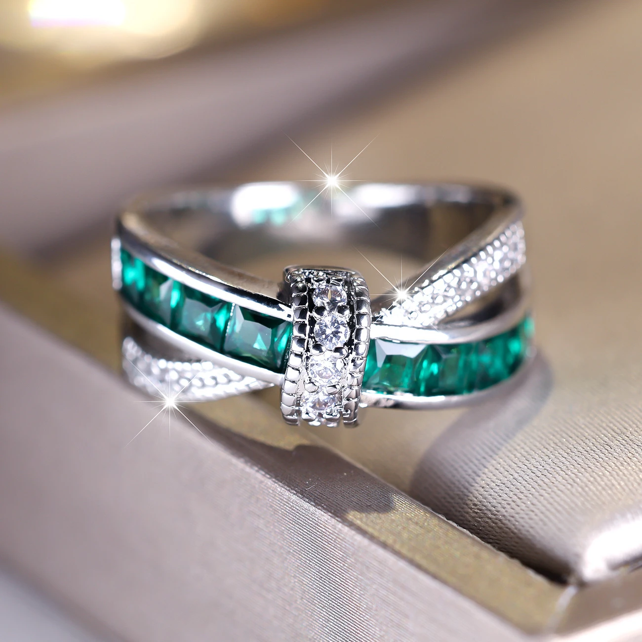Bright Silver Ring with Turquoise Stone
