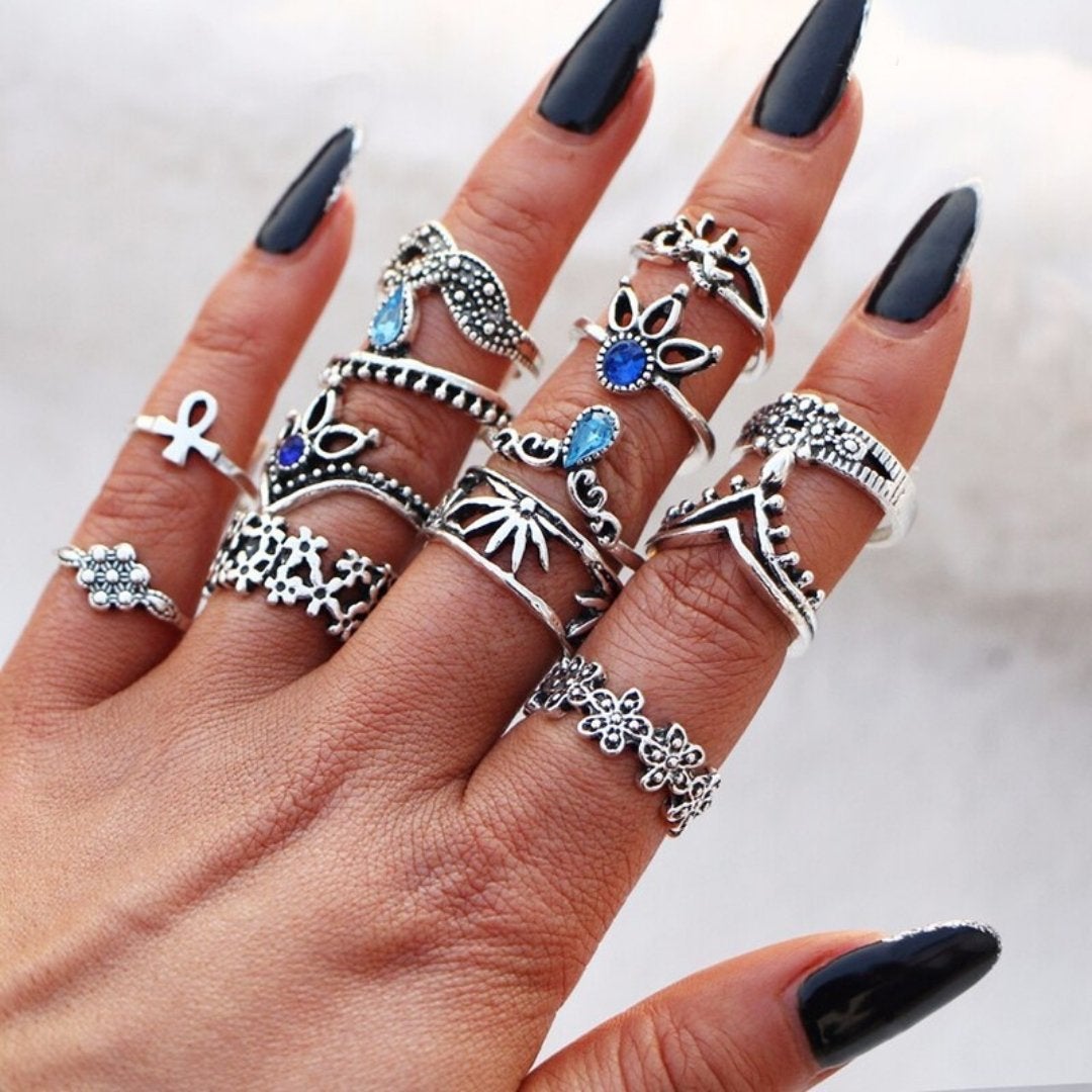 8 to 12-Piece Handmade Silver Ring Pack for Personalized Styling