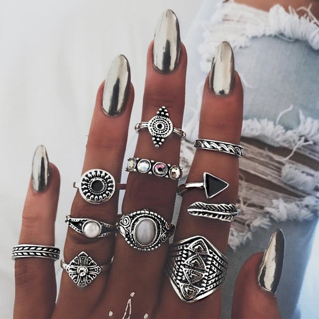 8 to 12-Piece Handmade Silver Ring Pack for Personalized Styling