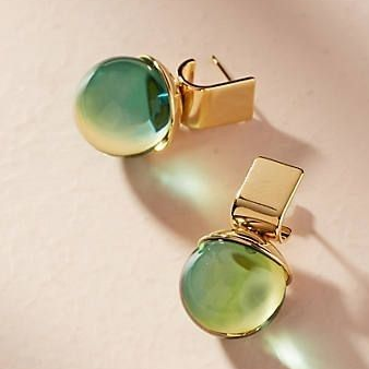 Elegant Green Crystal Earrings in Antique Gold Finish