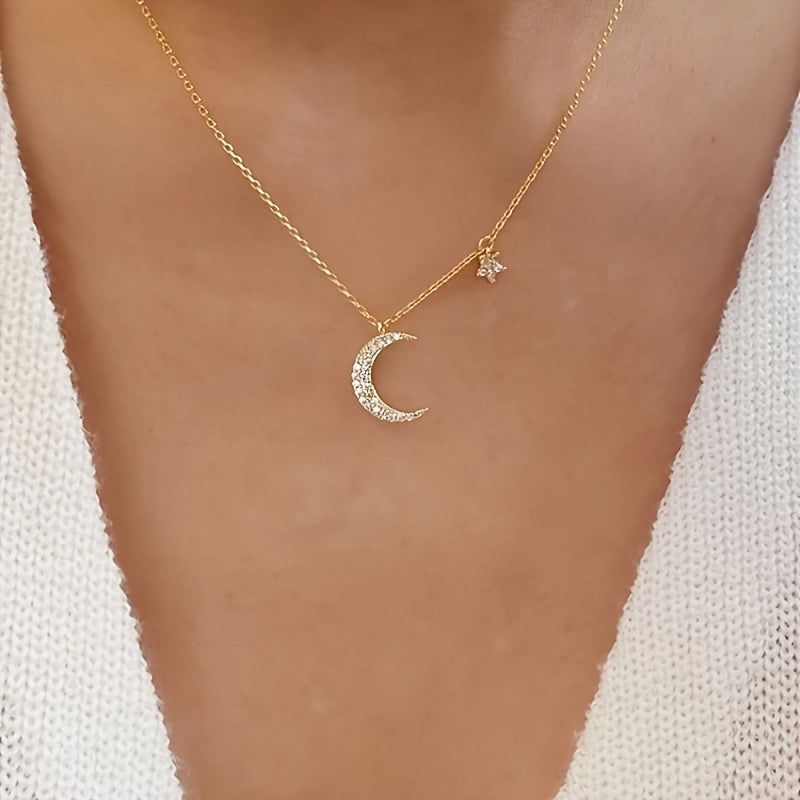 Shin star and moon pendant - Fine necklace