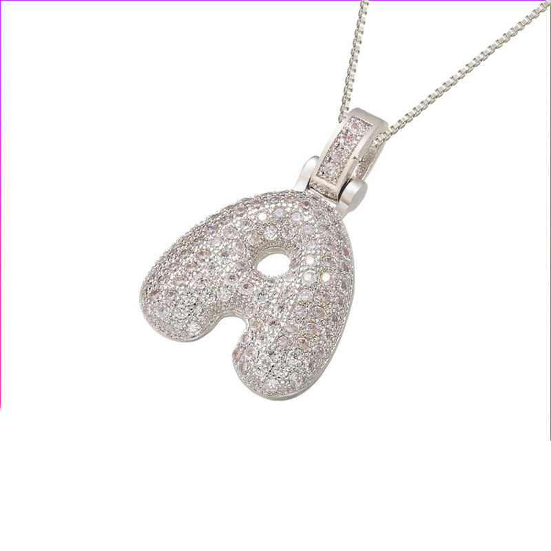 Pave Bubble Initial Necklace
