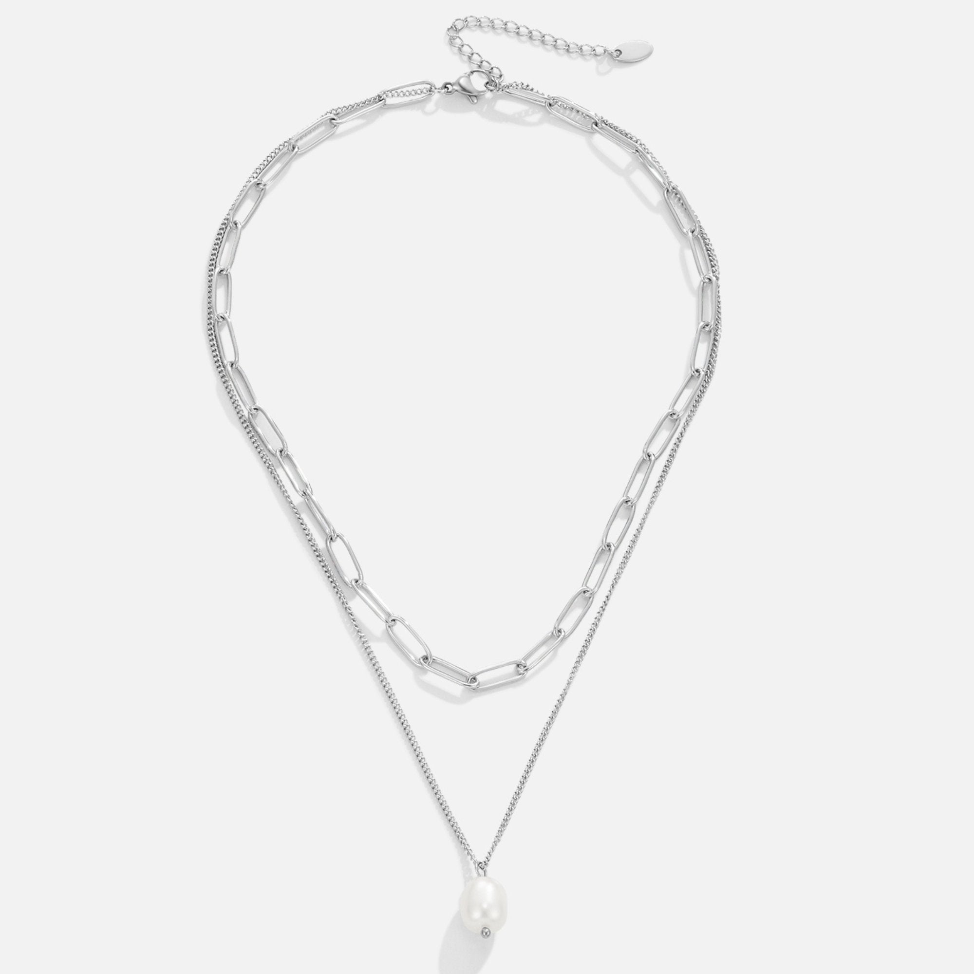 Angela - Silver Pearl Necklace