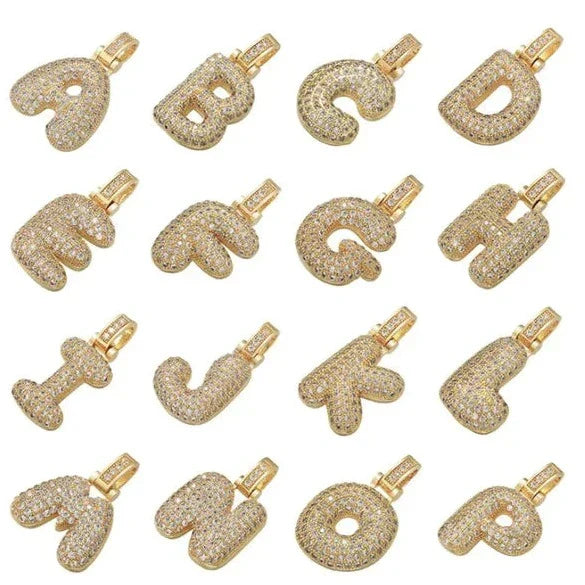 Pave Bubble Initial Necklace