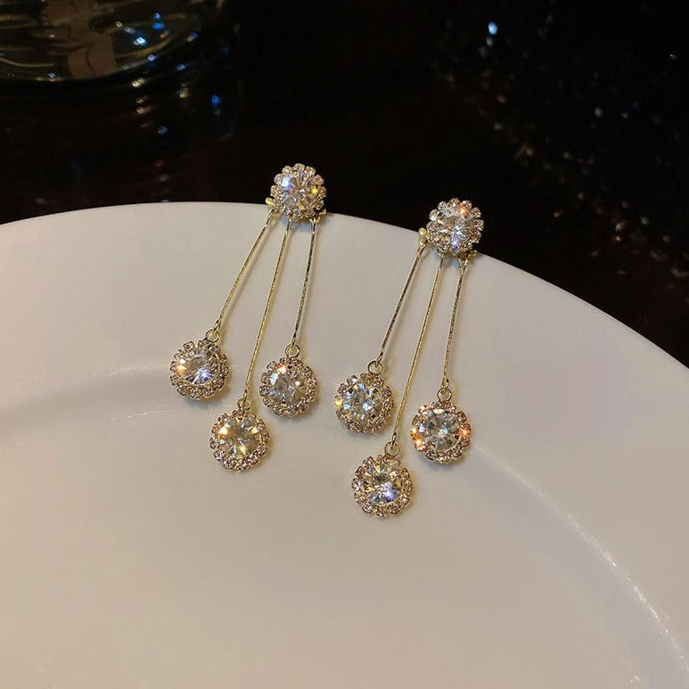 Zirconia Trifecta Gold-plated Earrings