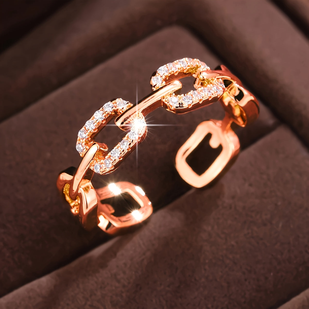 LustraBond Elegant Open Ring with Zircon Glow