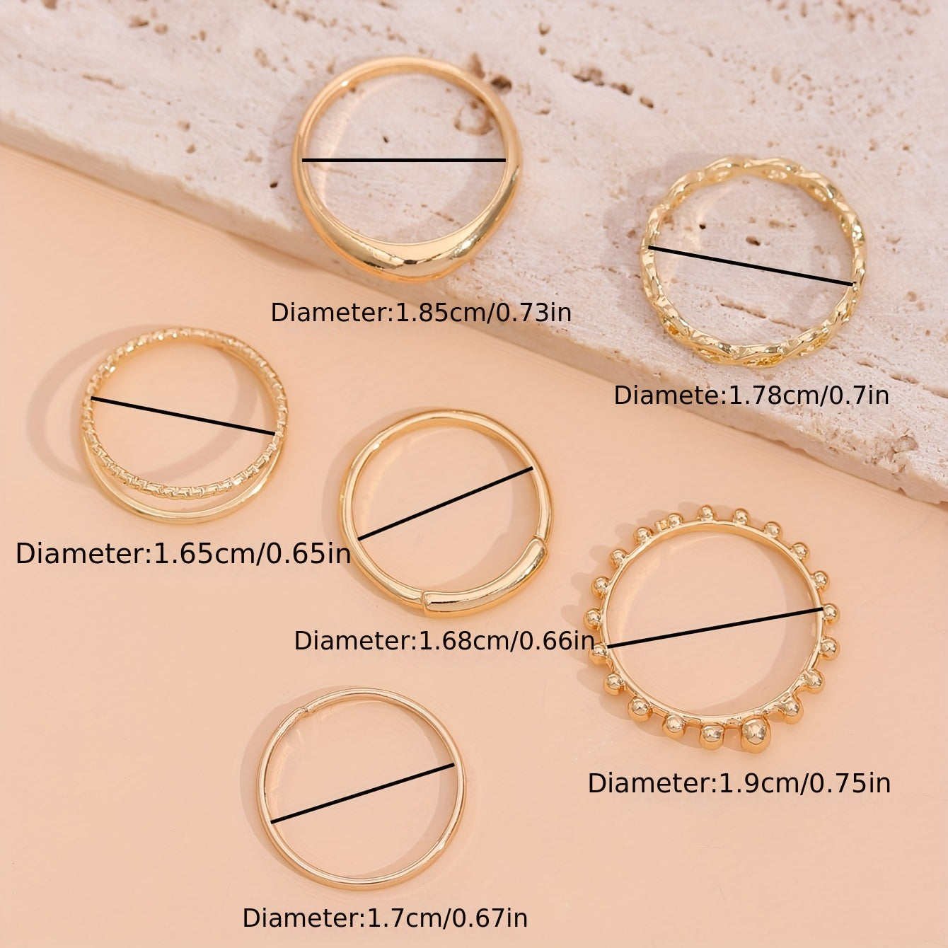 6-Piece Vintage Iron Ring Set for Women – Twisted & Stackable Chic Rings
