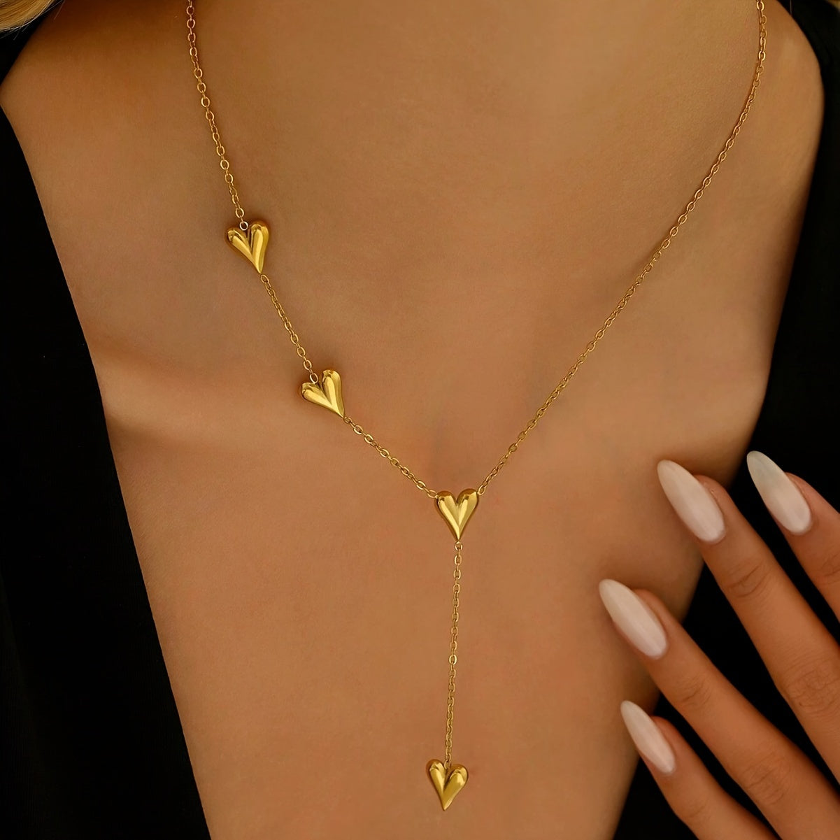 3-Layer Heart Pendant Necklace – Elegant for Women