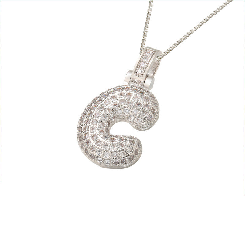 Pave Bubble Initial Necklace