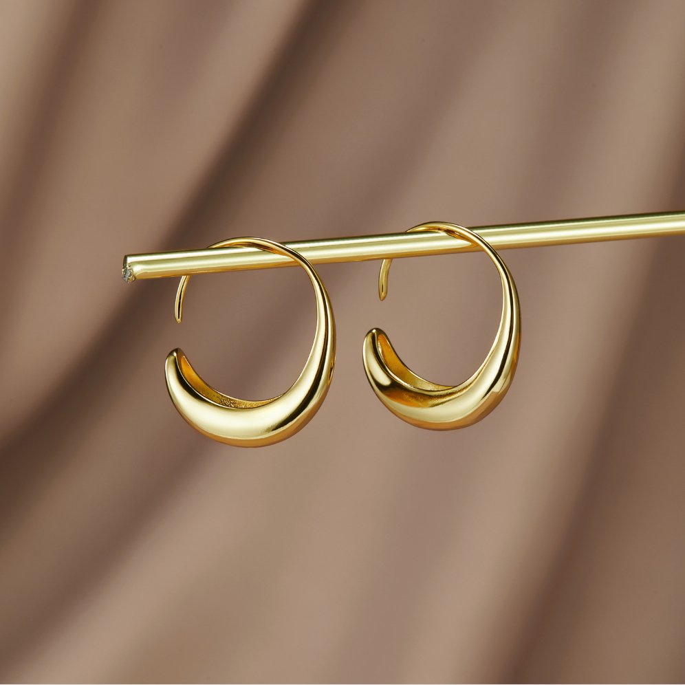 Cina - Hanging Hoop Earrings