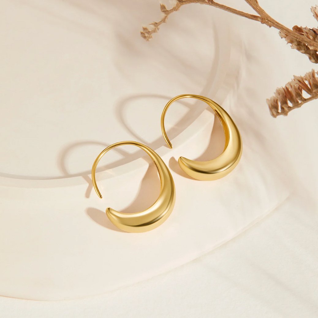 Cina - Hanging Hoop Earrings
