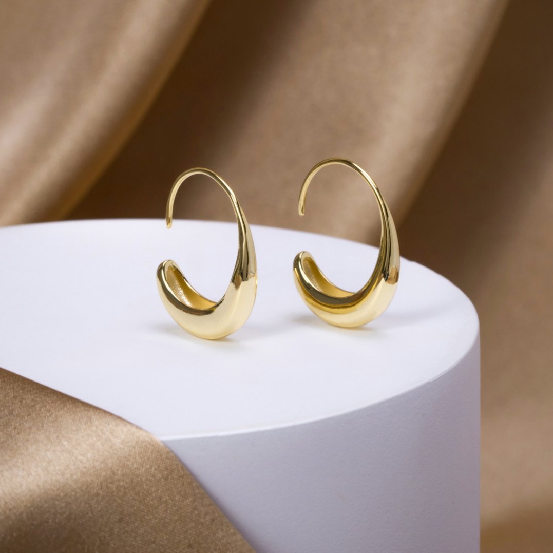 Cina - Hanging Hoop Earrings