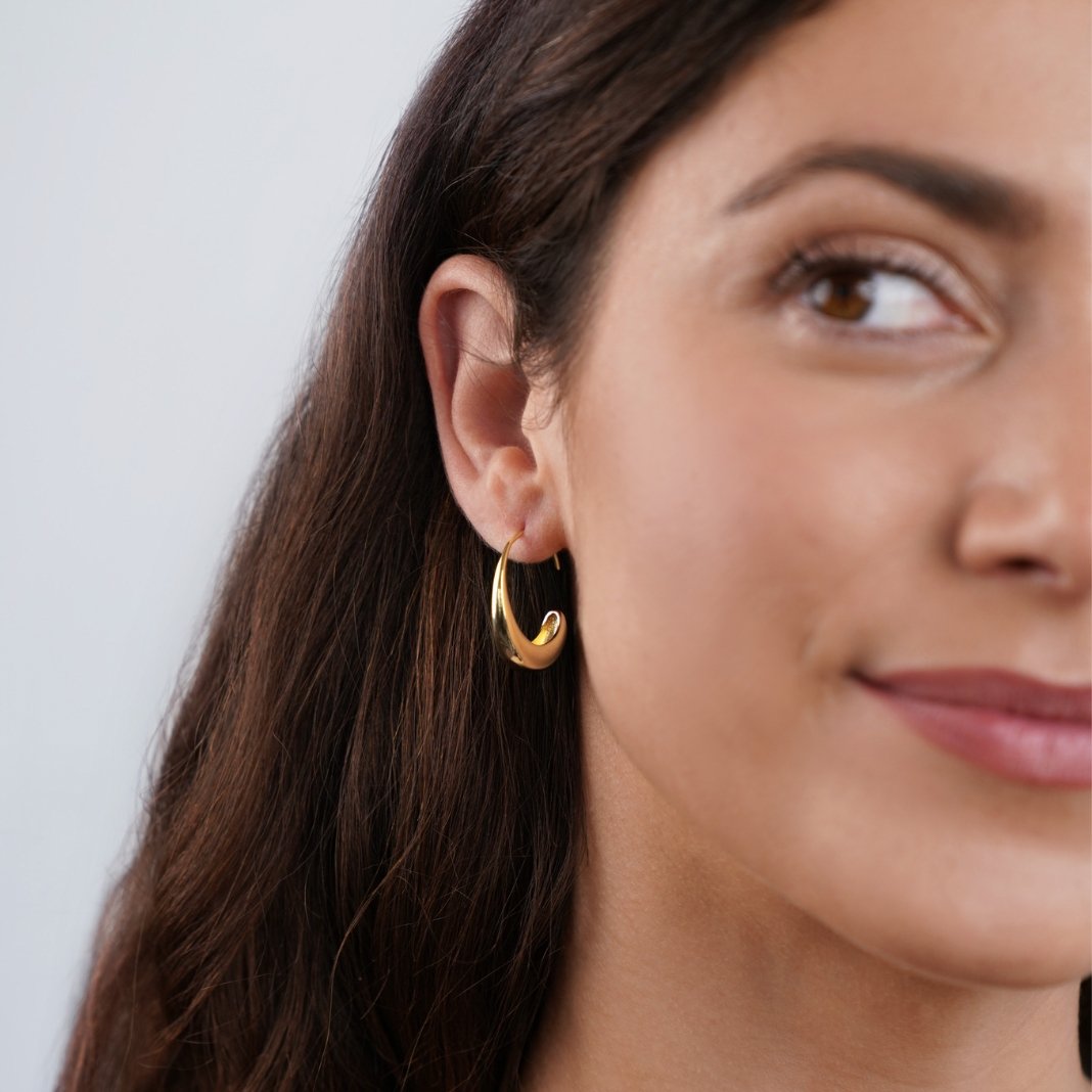 Cina - Hanging Hoop Earrings