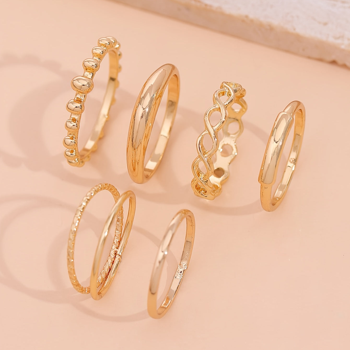 6-Piece Vintage Iron Ring Set for Women – Twisted & Stackable Chic Rings