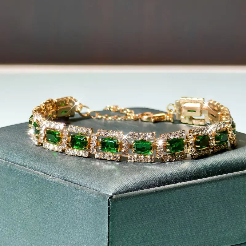 Emerald-Green Statement Bracelet | Gold