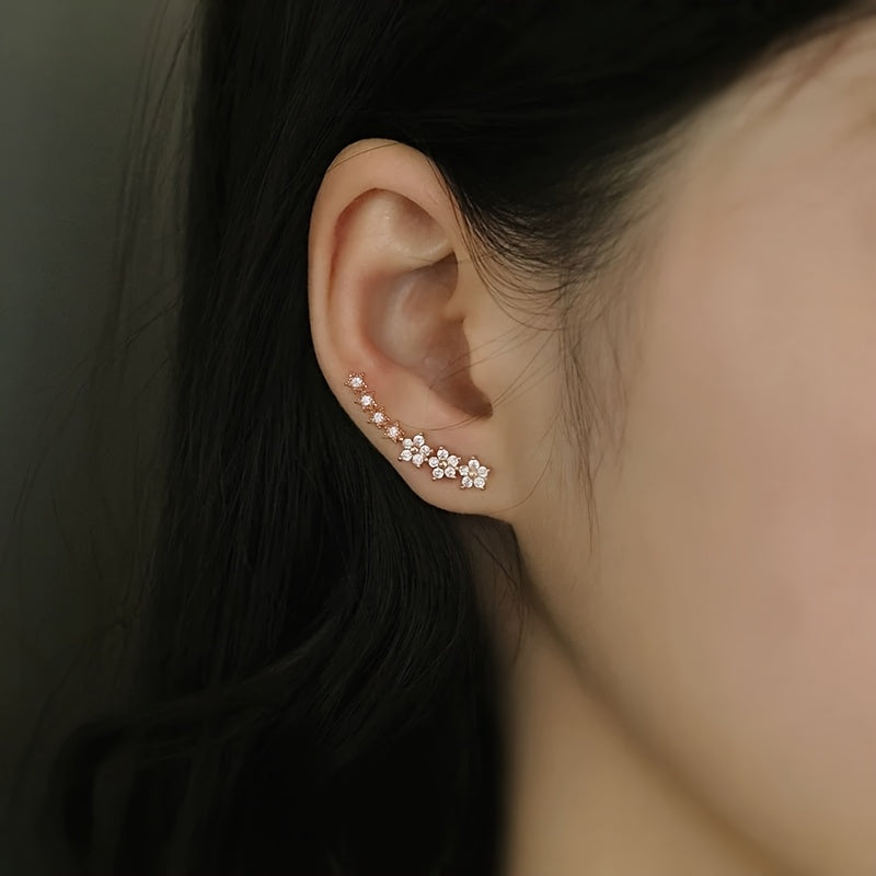 Elegant Floral Rhinestone Stud Earrings