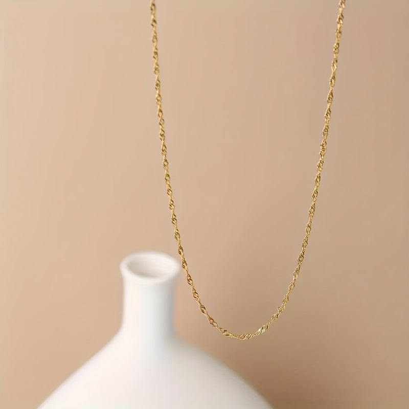 Gilded Ripple Italian S925 Gold Layering Necklace