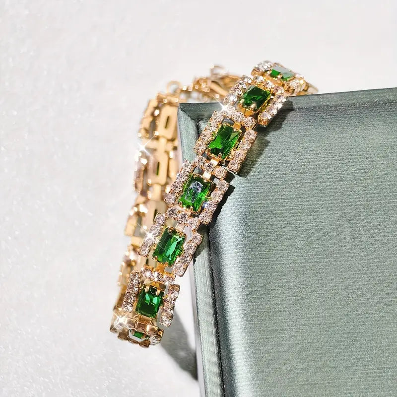 Emerald-Green Statement Bracelet | Gold