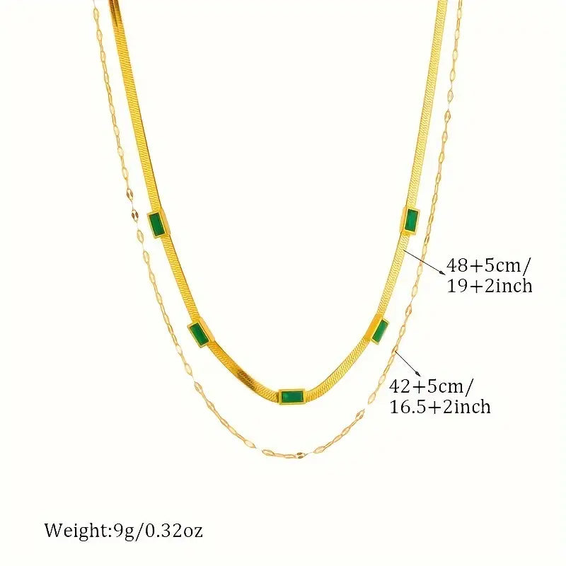 Sorella Gem Doublen Layer Retro Necklace | Gold