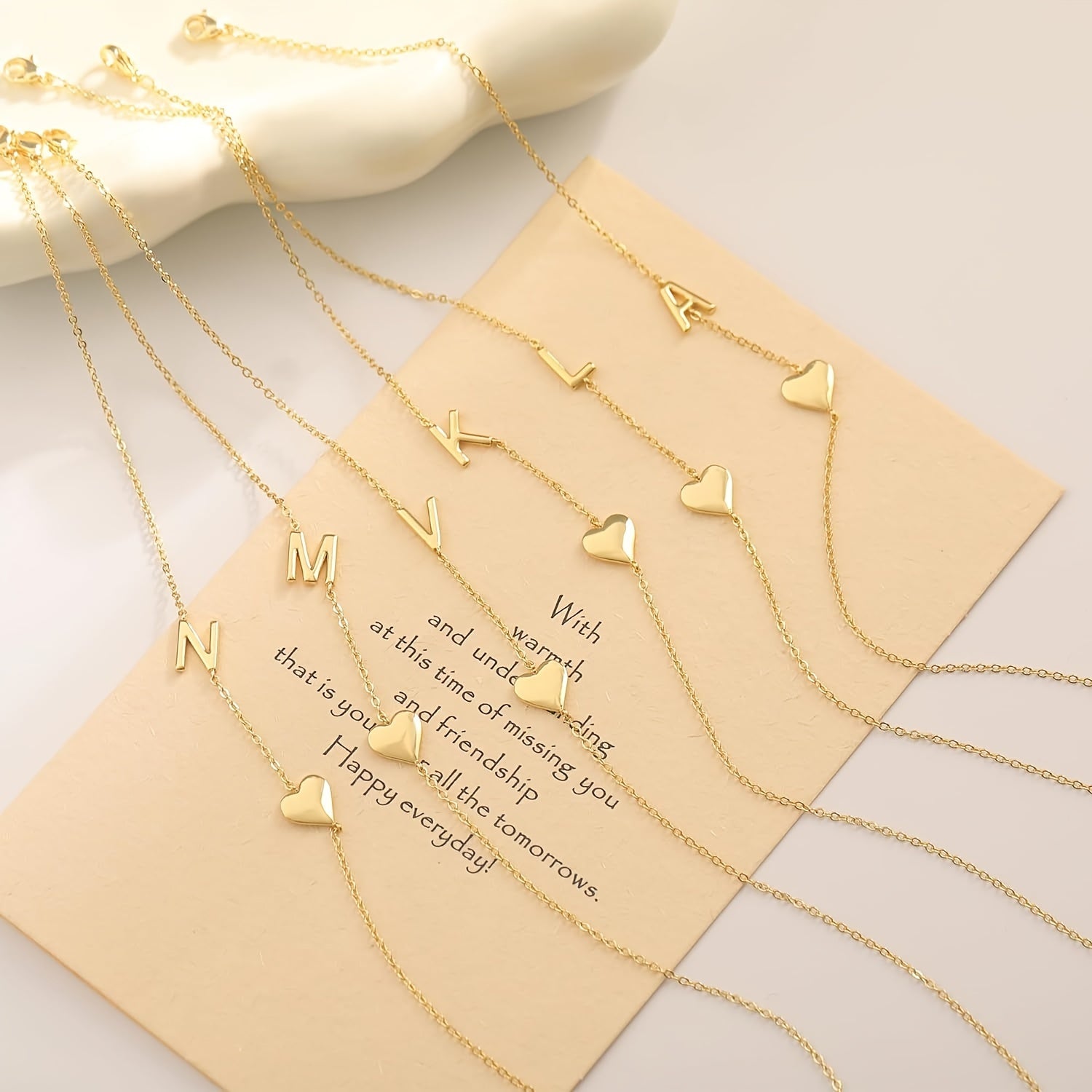 Dainty Gold Sideways Initial & Heart Choker Necklace – A–Z Letters for Women