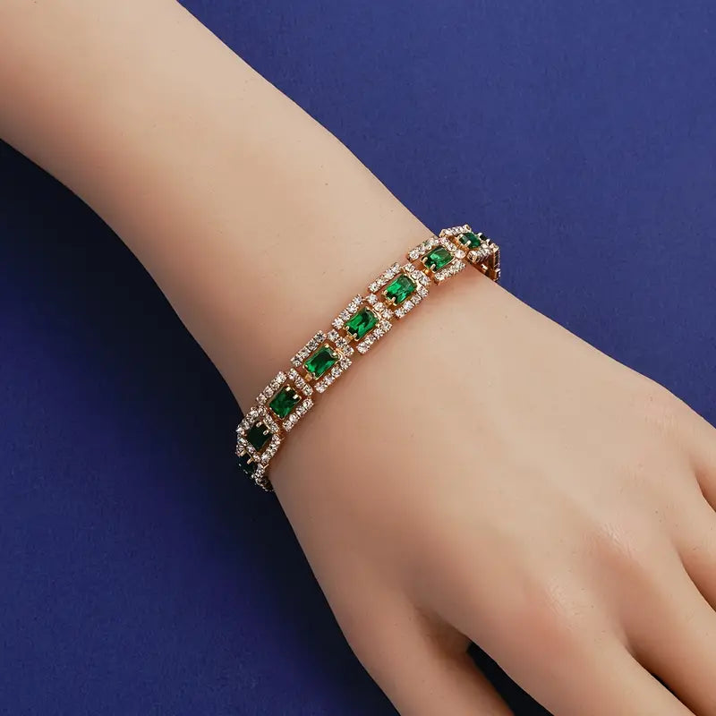 Emerald-Green Statement Bracelet | Gold