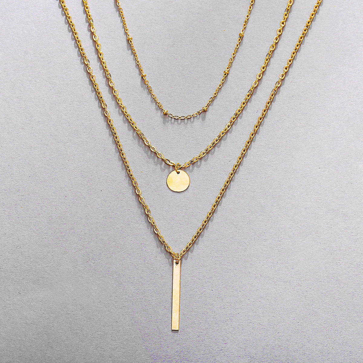 Vintage Geo layered necklace & pendant necklace