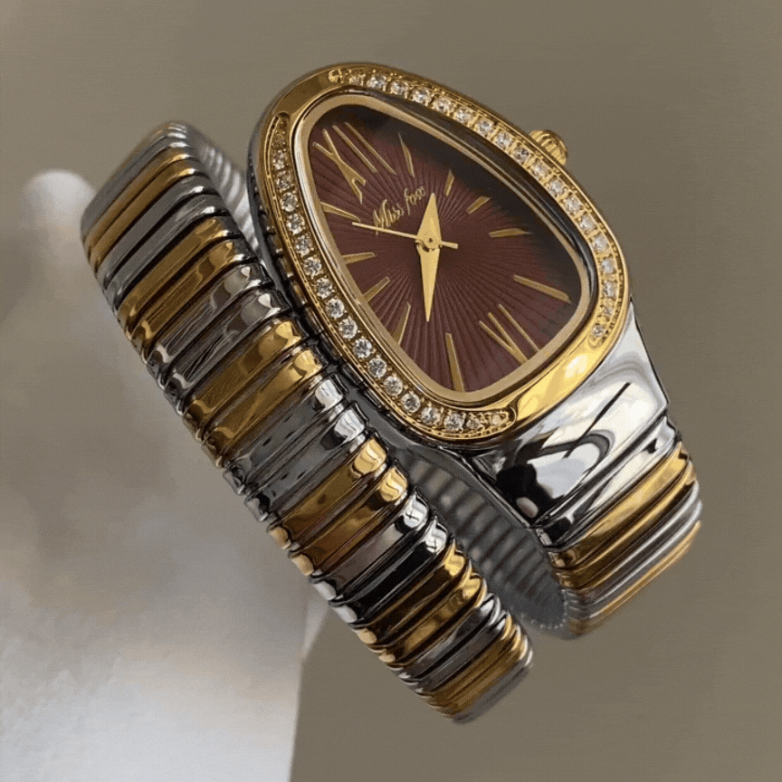 Angora Red Serpenti – Coiled Two-Tone Quartz Watch with Bold Dial