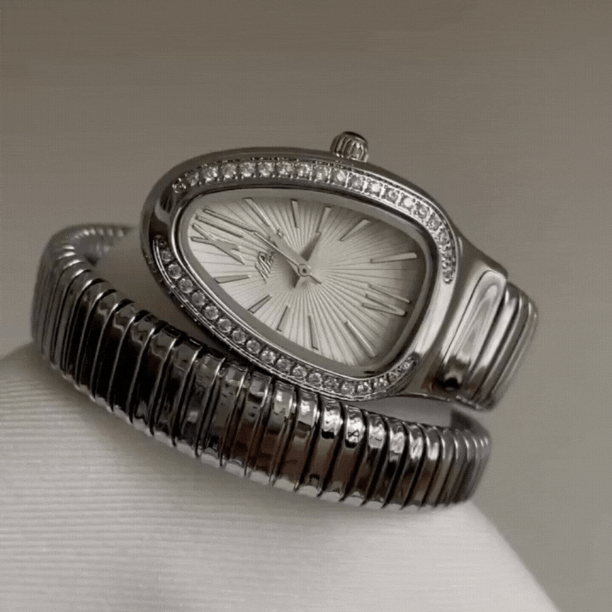 Silver Serpenti Quartz Watch – Sparkling Diamonds and Sculpted Elegance